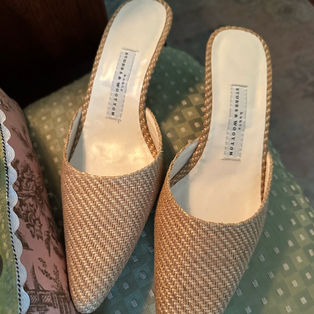 Stubbs and Wootten NWOT Woven Straw Slides 10.5